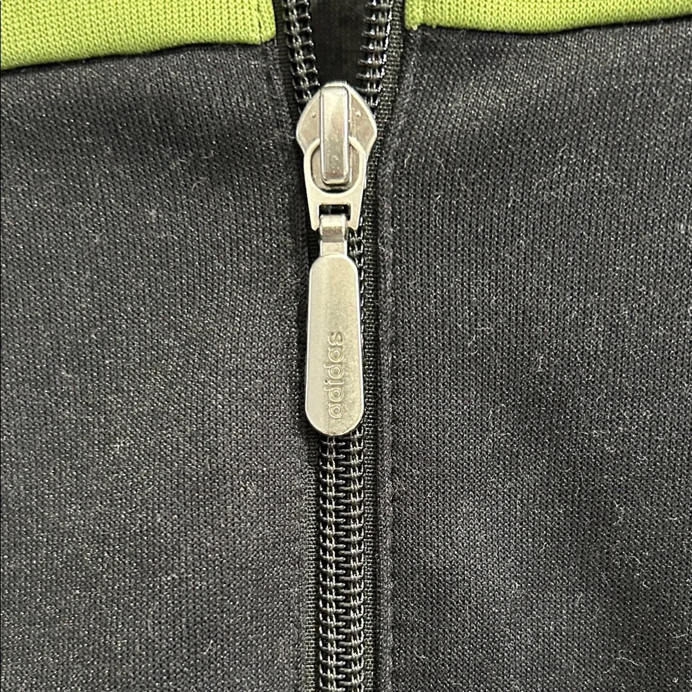 ADIDAS Vintage Women's Black, White, and Green Varsity Jacket - Picture 6 of 7